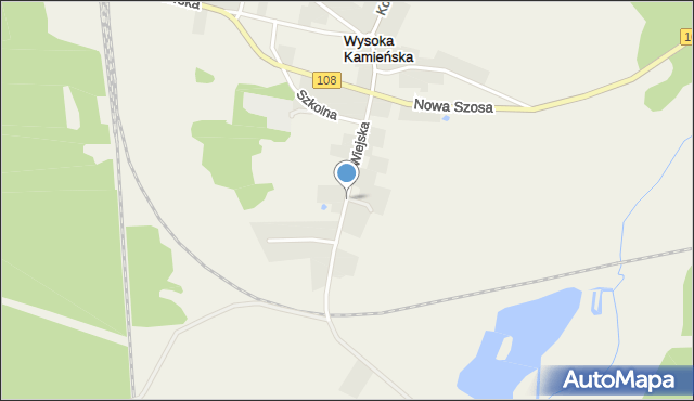 Wysoka Kamieńska, Wiejska, mapa Wysoka Kamieńska