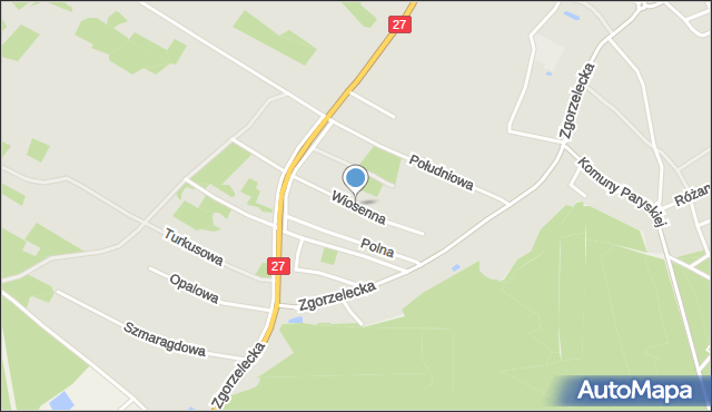 Żary, Wiosenna, mapa Żary