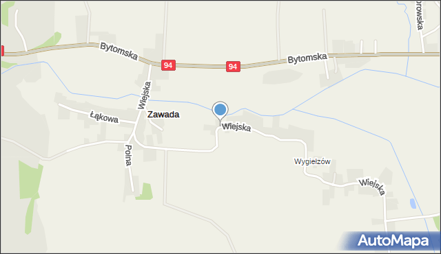 Zawada gmina Zbrosławice, Wiejska, mapa Zawada gmina Zbrosławice