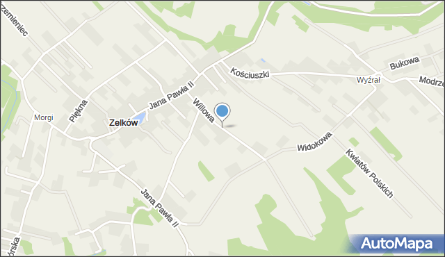 Zelków, Willowa, mapa Zelków