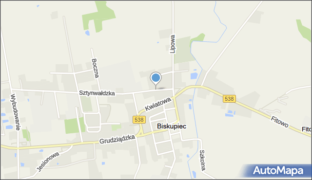 Biskupiec powiat nowomiejski, Wolności, mapa Biskupiec powiat nowomiejski