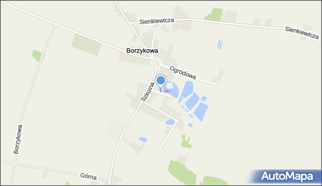 Borzykowa gmina Żytno, Wodna, mapa Borzykowa gmina Żytno