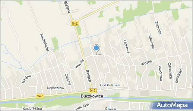 Buczkowice, Woźna, mapa Buczkowice