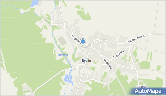 Bydlin, Wodna, mapa Bydlin