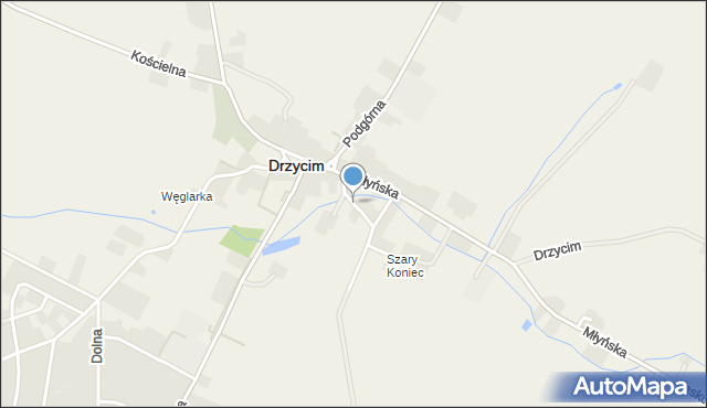 Drzycim, Wodna, mapa Drzycim