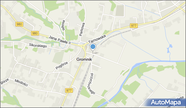 Gromnik powiat tarnowski, Wodna, mapa Gromnik powiat tarnowski