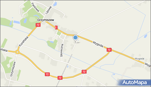 Grzymiszew, Wodna, mapa Grzymiszew