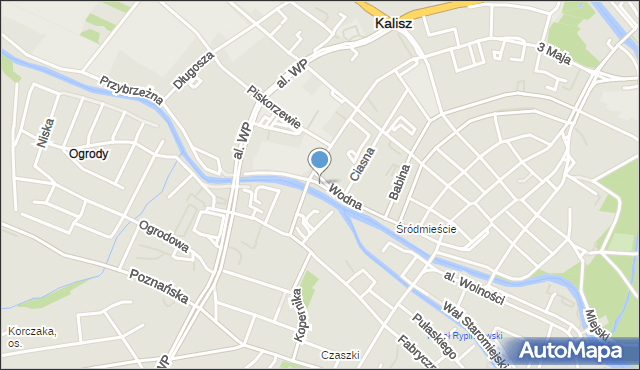 Kalisz, Wodna, mapa Kalisza