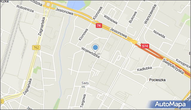 Kielce, Wojewódzka, mapa Kielc