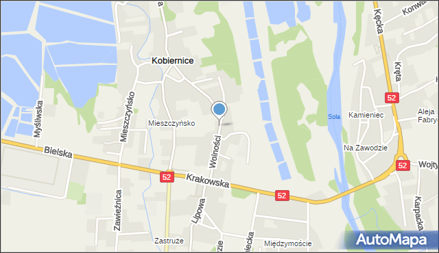 Kobiernice, Wolności, mapa Kobiernice