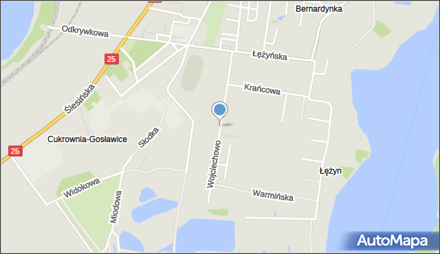 Konin, Wojciechowo, mapa Konina