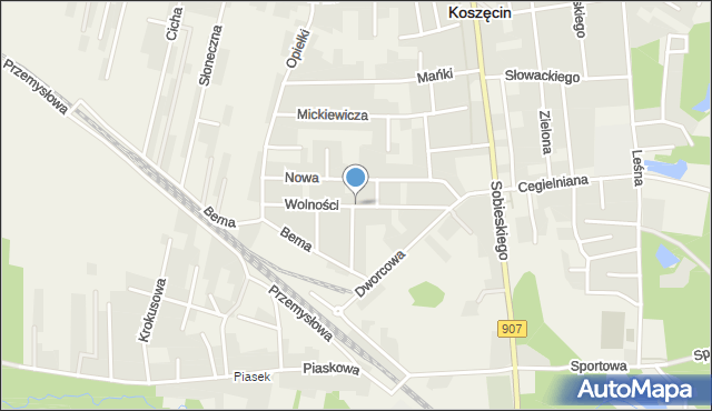 Koszęcin powiat lubliniecki, Wolności, mapa Koszęcin powiat lubliniecki