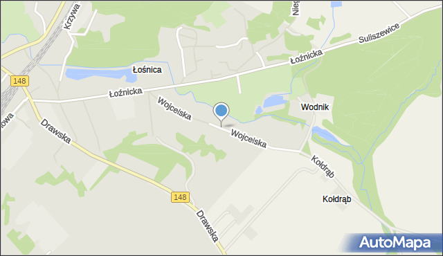 Łobez, Wojcelska, mapa Łobez
