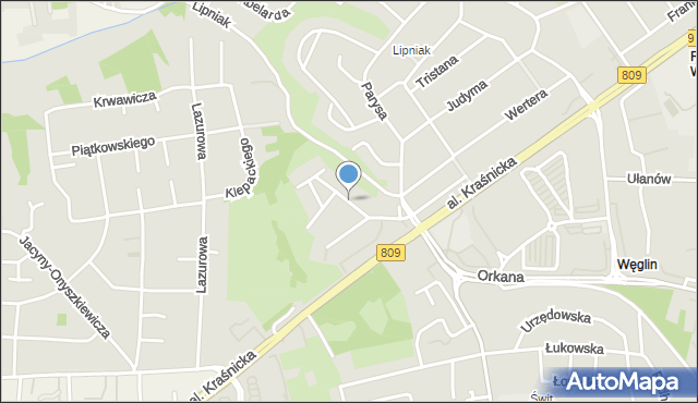 Lublin, Wokulskiego, mapa Lublina