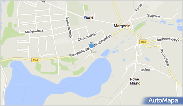 Margonin, Wodna, mapa Margonin