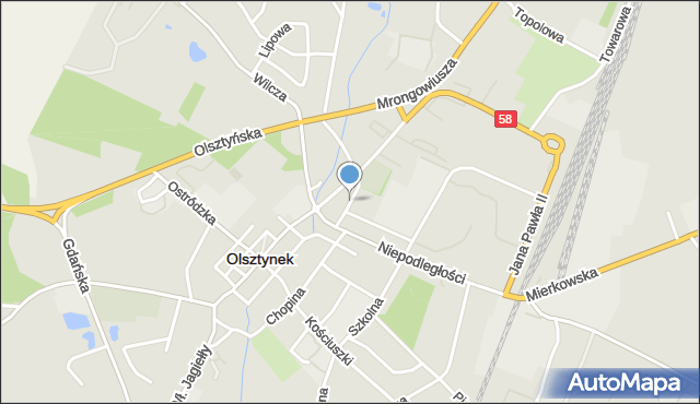 Olsztynek, Wodociągowa, mapa Olsztynek