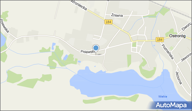 Ostroróg powiat szamotulski, Wodna, mapa Ostroróg powiat szamotulski