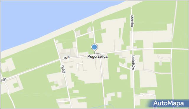 Pogorzelica gmina Rewal, Wojska Polskiego, mapa Pogorzelica gmina Rewal