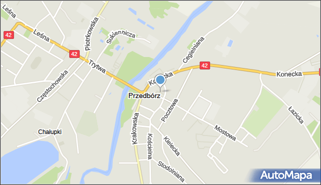Przedbórz powiat radomszczański, Wodna, mapa Przedbórz powiat radomszczański