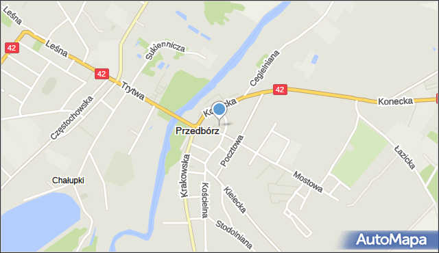 Przedbórz powiat radomszczański, Wodna, mapa Przedbórz powiat radomszczański