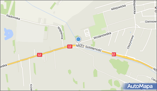 Radom, Wolanowska, mapa Radomia