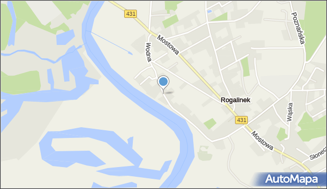Rogalinek, Wodna, mapa Rogalinek