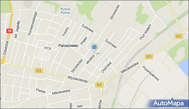 Rybnik, Wodna, mapa Rybnika