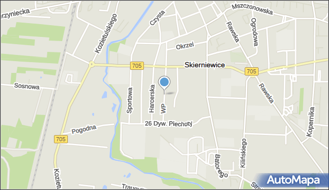 Skierniewice, Wojska Polskiego, mapa Skierniewic