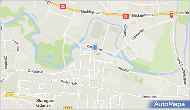 Starogard Gdański, Wodna, mapa Starogard Gdański