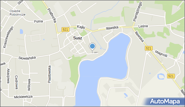 Susz, Wodna, mapa Susz