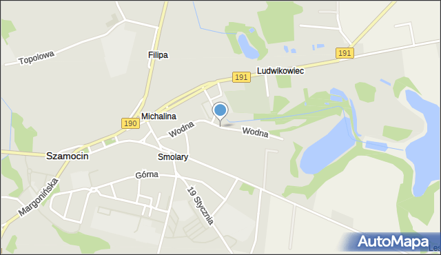 Szamocin powiat chodzieski, Wodna, mapa Szamocin powiat chodzieski