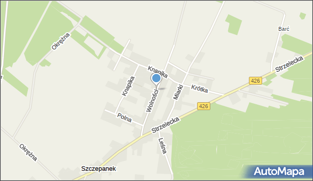 Szczepanek gmina Strzelce Opolskie, Wolności, mapa Szczepanek gmina Strzelce Opolskie