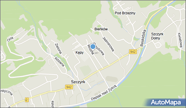 Szczyrk, Woźna, mapa Szczyrk