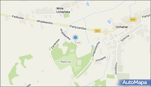 Uchanie, Wojsławska, mapa Uchanie