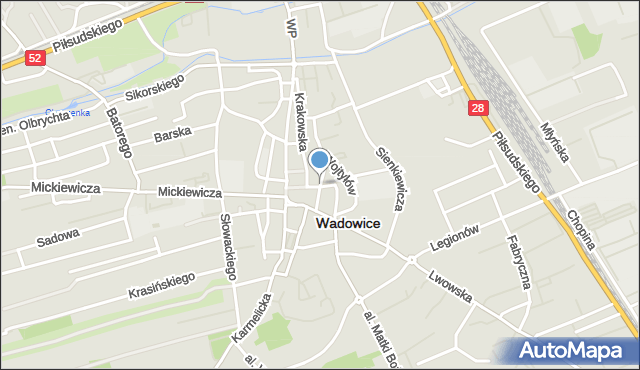 Wadowice, Wojtyły Edmunda, dr., mapa Wadowice