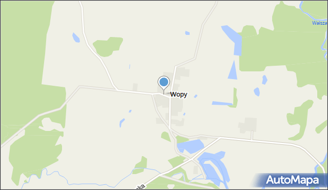 Wopy gmina Pieniężno, Wopy, mapa Wopy gmina Pieniężno