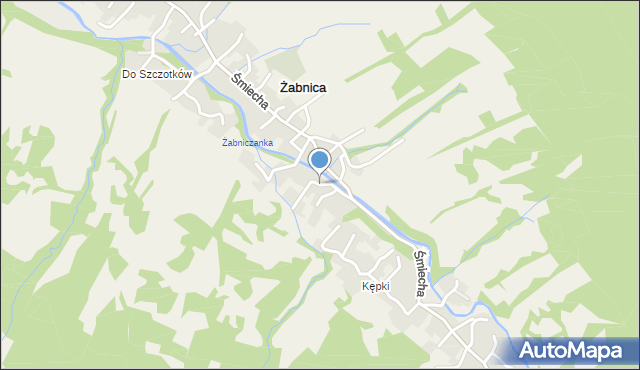 Żabnica gmina Węgierska Górka, Wodospadowa, mapa Żabnica gmina Węgierska Górka