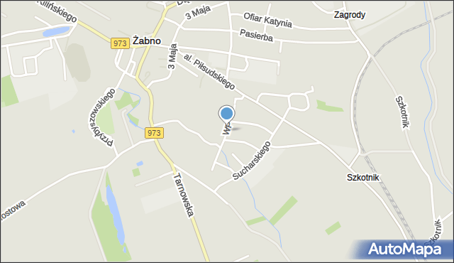 Żabno powiat tarnowski, Wojska Polskiego, mapa Żabno powiat tarnowski