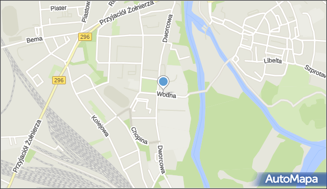 Żagań, Wodna, mapa Żagań