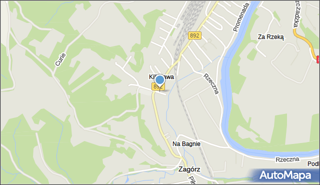 Zagórz powiat sanocki, Wodna, mapa Zagórz powiat sanocki