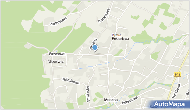 Bystra gmina Wilkowice, Wrzosowa, mapa Bystra gmina Wilkowice
