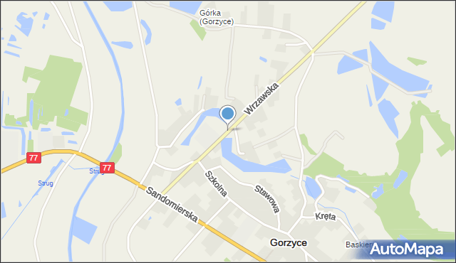 Gorzyce powiat tarnobrzeski, Wrzawska, mapa Gorzyce powiat tarnobrzeski