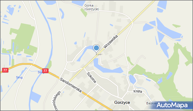 Gorzyce powiat tarnobrzeski, Wrzawska, mapa Gorzyce powiat tarnobrzeski