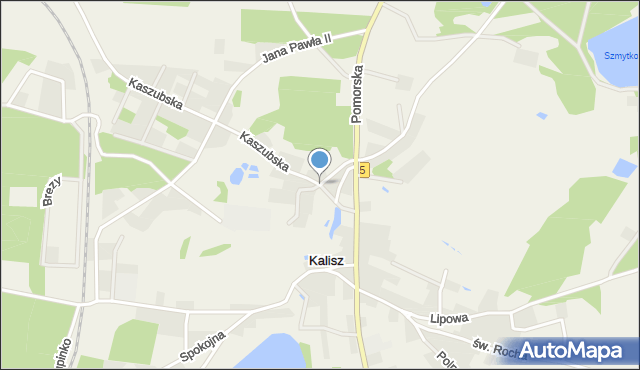 Kalisz gmina Dziemiany, Wrzosowa, mapa Kalisz gmina Dziemiany