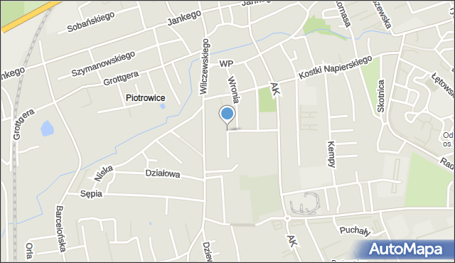 Katowice, Wronia, mapa Katowic