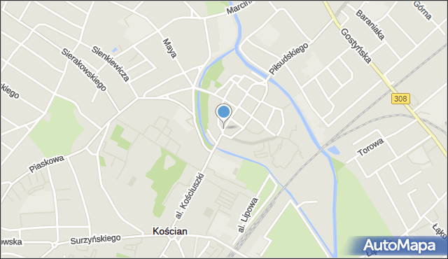 Kościan, Wrocławska, mapa Kościan