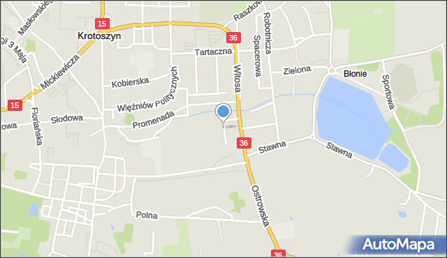 Krotoszyn, Wrzosowa, mapa Krotoszyna