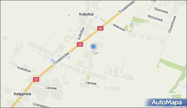 Księginice gmina Trzebnica, Wrzosowa, mapa Księginice gmina Trzebnica