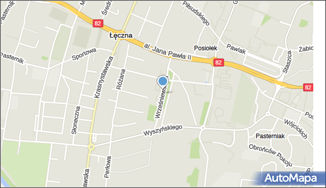 Łęczna, Wrześniewskich, ks., mapa Łęczna