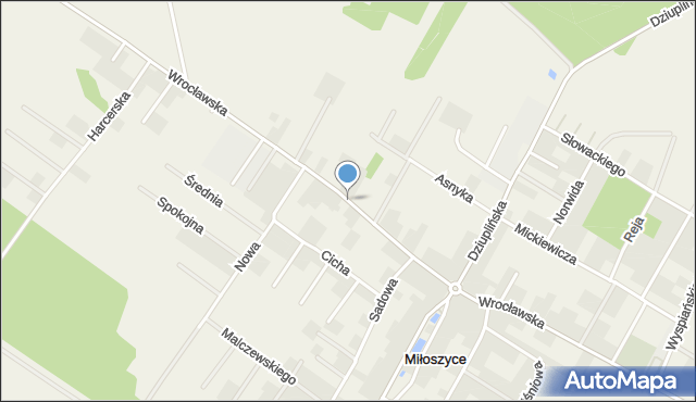 Miłoszyce, Wrocławska, mapa Miłoszyce